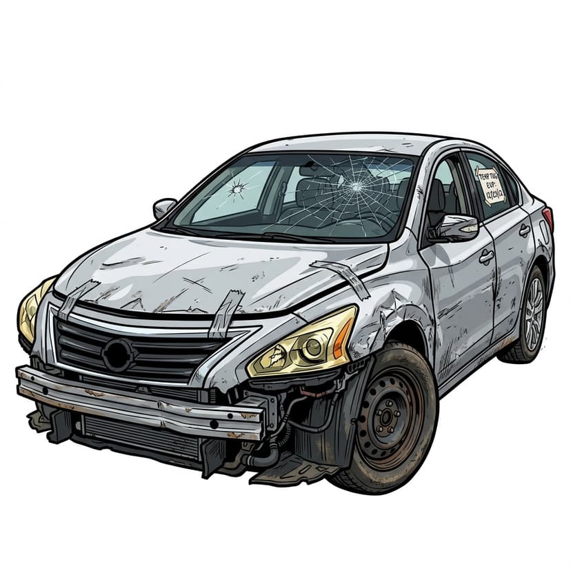 Cartoon Busted Nissan Altima